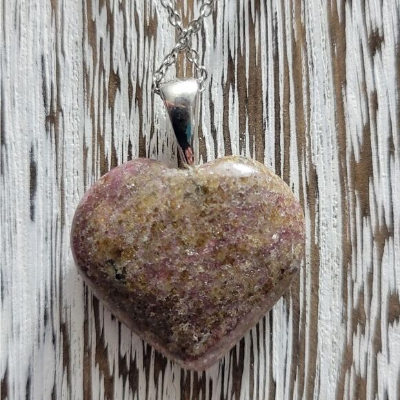 Karis Rhodonite Heart Pendant Necklace - Picture 10 of 15